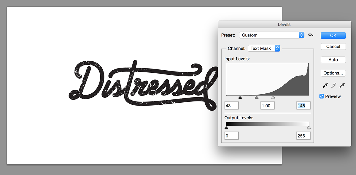 Step 7: Curve/Level to Tweak the Distressed Information